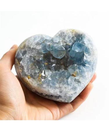 Natural Crystal Rough 1pc Natural Blue Celestite Crystal Geode Heart Cluster 900g-2000g for Decoration Suitable for Home (Color : 1900g-2000g)