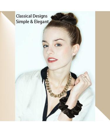 2 PCS Satin Silk Hair Scrunchies for Thick, Curly, and Thin Hair - Black & Brown - Buy Online on GoSupps.com