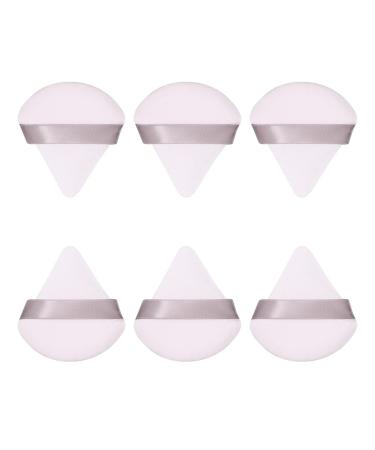 AICHHLIMFE 6 Pieces Powder Puff Face Triangle Makeup Puff for Both Dry & Wet Makeup Soft Velour Makeup Puff Reusable Powder Pad Pressed Applicator Sponges Beauty Makeup Tools White M White