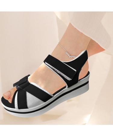 Odavom Women's Flat Sandals - Wear-Resistant Hiking Beach Sandals with Thick Sole (37 EU Black) - Buy Online on GoSupps.com