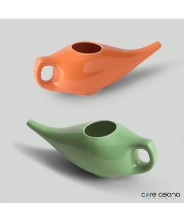 Core Asana Ceramic Jal Neti Pot - Non-Metallic Comfortable Grip for Sinus Congestion | Yoga Neti Pot in Amber - Natural Relief - Buy Online on GoSupps.com