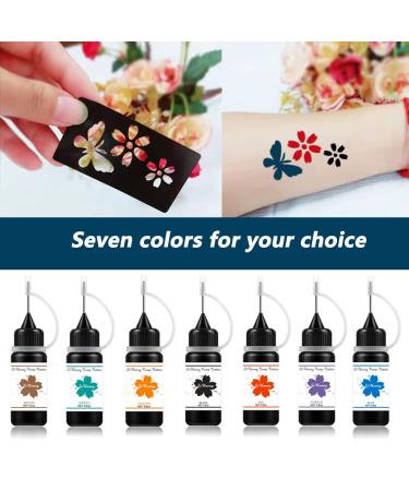 Natural Plant-Based Temporary Body Art Painting Kit | Semi-Permanent DIY Fake Freckles & Tattoos | 60Pcs Stencils | 2 Bottles (Brown) - Buy Online on GoSupps.com