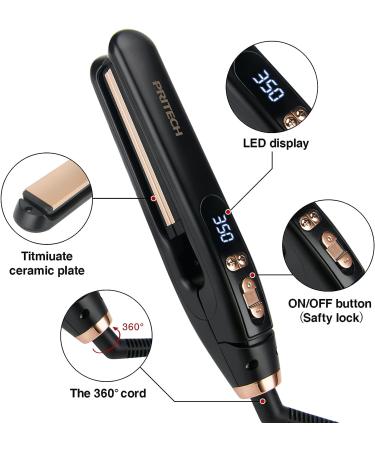 Pritech Mini Flat Iron Portable Hair Straightener - 1'' Plate, 13 Adjustable Temps, Black - Buy Online on GoSupps.com