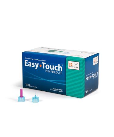 Easy Touch Insulin Pen Needles 32G 1/4-Inch (6mm), Box of 100