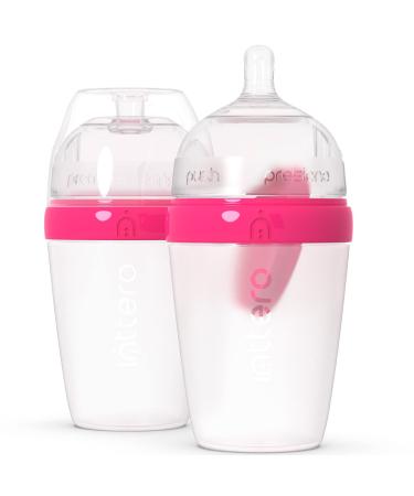 Inttero Preload/Formula Mixing Baby Bottle with Anti Colic & Air-Free System - 9oz / 2 Pack (Modern Pink - Medium Flow) Modern Pink Breast-Mimic Anti-colic & Air-free
