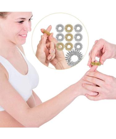 Netume 12-Piece Spiky Acupressure Finger Massage Rings - Stress Relief Fidget Toys for Teens & Adults - Gold Acupuncture Sensory Rings - Buy Online on GoSupps.com