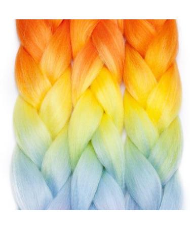 Tess Braids Extensions - Jumbo Kanekalon 60 cm Ombre Hair Braids (5 Pack) - Blue Orange Red - Perfect for Box Braids & Hair Extensions - Buy Online on GoSupps.com