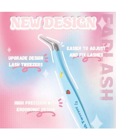 High Precision Blue Lash Tweezers for Eyelash Extensions - DIY Lash Applicator Tool & Tweezers Kit - Buy Online on GoSupps.com