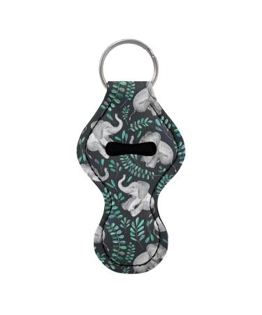 Chapstick Holder Keychain for Women Lippy Clip Cute Key Chains for Lip Balm Holder Elephants Green