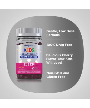 Piping Rock Kids Melatonin Gummy 1mg | 40 Gummies | Cherry Flavor | Vegan Non-GMO Gluten Free Supplement - Buy Online on GoSupps.com