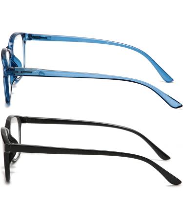 Ajyado Blue Light Blocking Reading Glasses for Men & Women - Stylish Anti-UV Enlarged 2.75 Readers - Unbreakable Black & Blue Fashion Eyewear - Buy Online on GoSupps.com