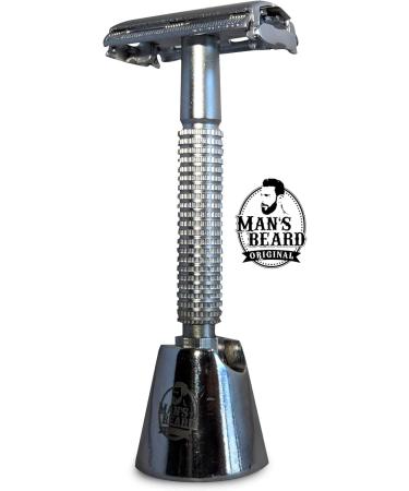 Shop Mans Beard: Premium Stainless Steel Butterfly Razor with Stand - Perfect for a Precision Shave! - Buy Online on GoSupps.com