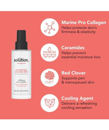 The Solution Menopause Hydrating Cooling Mist (100ml). Dermatologically Tested Hydrating Face Mist Cooling Face Mist Spray Hydrating Vegan & Cruelty Free Face Hydrating Mist for Hot Flushes Relief - Buy Online on GoSupps.com