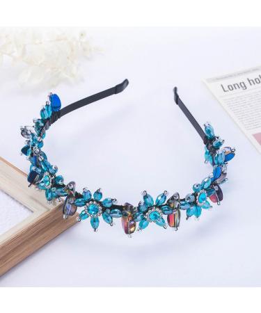 IYOU Sparkling Rhinestone Headband Green Crystal Flower Hair Bands Gemstone Prom Party Hair Hoop Accessories for Women and Girls - Buy Online on GoSupps.com