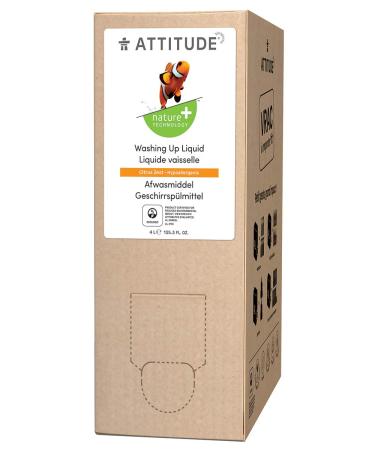 ATTITUDE Washing up Liquid EWG Verified Advanced Degreasing Power Plant- and Mineral-Based Ingredients Vegan Citrus Zest Bulk Refill 4 Litres Citrus Zest Bulk Refill 4 L