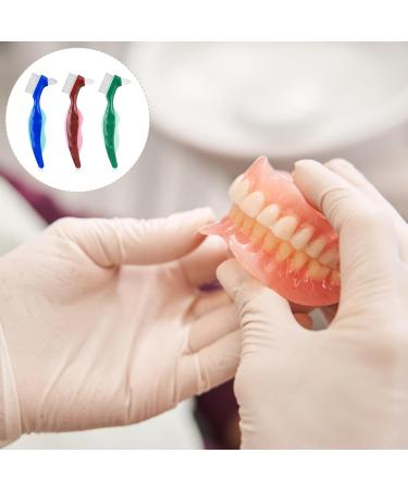 3-Piece Prosthetic Toothbrush Set | Double-Headed Denture Cleaner | Oral Care for Prostheses - Select Your Color - Buy Online on GoSupps.com