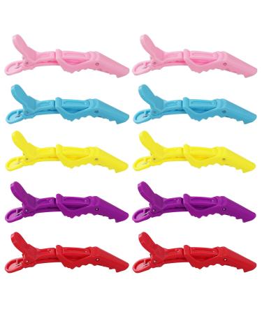 10x Crocodile Hair Clips Barrette Professional Styling Hair Clips Sectioning Clamp for Thick Hair with Nonslip Grip and Wide Teeth for Salon Home Use Women and Girls (5 Colors)