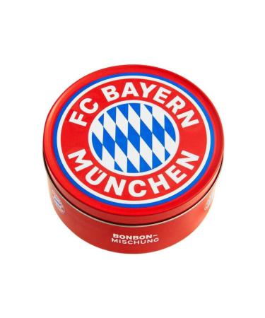 FC Bayern Munich candy in a decorative metal tin cherry and ice candy flavor 200g hard caramel FCB - Plus sticker We - Buy Online on GoSupps.com