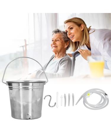 2L Stainless Steel Enema Bucket with Silicone Hose & Storage Bag - Home Intestinal Cleaning Tool - Buy Online on GoSupps.com
