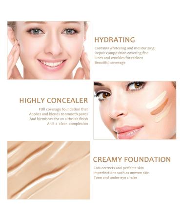Sulily 2 Pcs BB Cream Full Coverage Foundation Hydrating Natural Flawless Concealer - Oil-Free Makeup Base for Color Correcting (Natural Color) - Buy Online on GoSupps.com