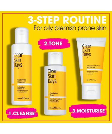 Clear Skin Days Clarifying Face Cleanser with 2% Salicylic & 2% Glycolic Acid - Deep Cleans Exfoliates Reduces Oil Unclog Pores and Resurface Skin- Perfect For Acne-Prone Skin 150ml - Buy Online on GoSupps.com