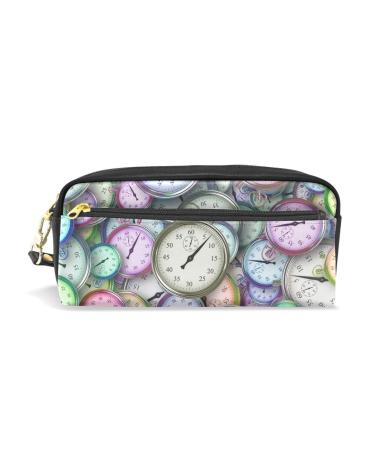 Cosmetic bag made of PU leather colorful pocket watch pattern travel cosmetics pocket make-up bag cosmetic and toilet article organizer bag for women multicolored 1