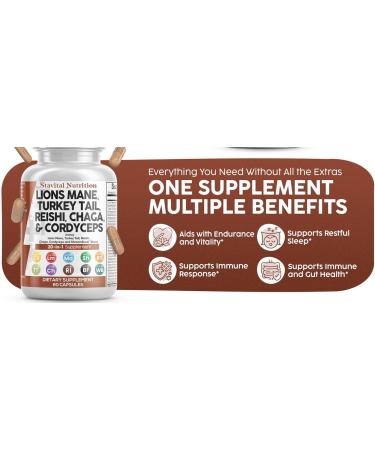 Stayvital Nutrition Organic Mushroom 20-in-1 Supplement 1200mg Vegan Capsules Organic Mushroom Blend Daily Wellness Support Plant-Based Supplement - Buy Online on GoSupps.com