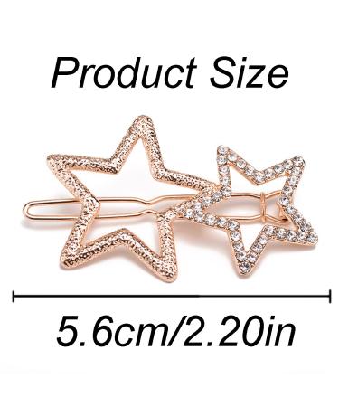 2pcs Rhinestone Star Hair Clips - Stylish Metal Hollow Geometric Hair Accessories for Girls and Women - Buy Online on GoSupps.com