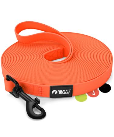 Reavet drag line for dogs 10 meters neon orange i robust & waterproof dog leash long i practice leash with padded handle training leash running line for large & small dogs 10 meters neon orange - Buy Online on GoSupps.com
