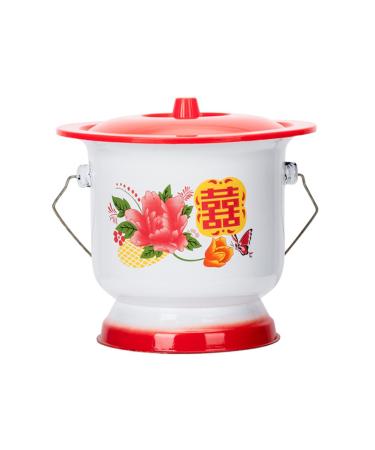 NEDLON Unisex Bedpan Chinese Spittoon with Handle Thicken Chamber Pot with Lids Potty Pee Bucket Portable Toilet for Adults (Color : C)