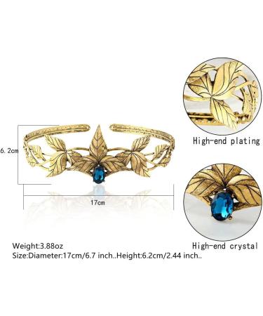 Alloy Leaf Crystal Greek Goddess Forehead Headdress Adjustable Hairband Elf Crown For Prom Birthday Party Valentines Costume Gold With Red Stone - Buy Online on GoSupps.com
