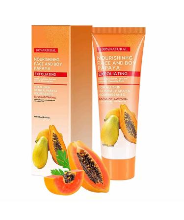 Limitoll Papaya Peeling Scrub Cream 100ml Skin Whitening Natural Cream Brightening Face Freckles Remover Cream Peeling Scrub with Papaya Extract for Face and Body For Women Girls