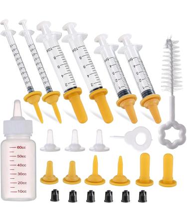 Puppy Syringe Feeder Puppy Nursing Bottle Pet Syringe Feeding Kit Original Nipple with Syringe Feeding Nursing Bottle for Small Pet Puppy Kitten(24 Pack)