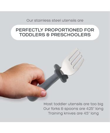 Grabease Stainless Steel Fork Knife & Spoon Set for Ages 18m+ - Gray - Durable & Safe Cutlery - Buy Online on GoSupps.com