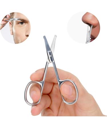 2pcs Stainless Steel Facial Hair Trimming Kit with Storage Box - Grooming Scissors for Nose, Beard, Mustaches, Eyebrow, Eyelashes, Ear Hair - Men and Women - Buy Online on GoSupps.com
