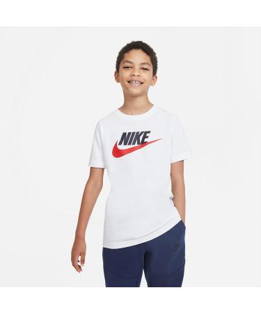 Nike Boys B NSW Tee Futura Icon Td T-Shirt 7-8 Years - White/Obsidian/University Red | Shop Internationally - Buy Online on GoSupps.com