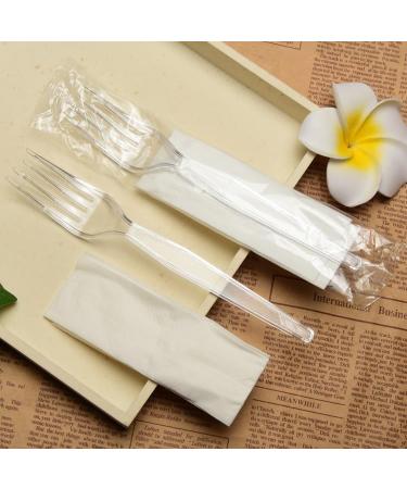 Clear Plastic Forks Heavyweight (100 Pack) Plasticware Disposable Forks Bulk Clear Plastic Forks Plastic Utensils for Party Supplies - Buy Online on GoSupps.com