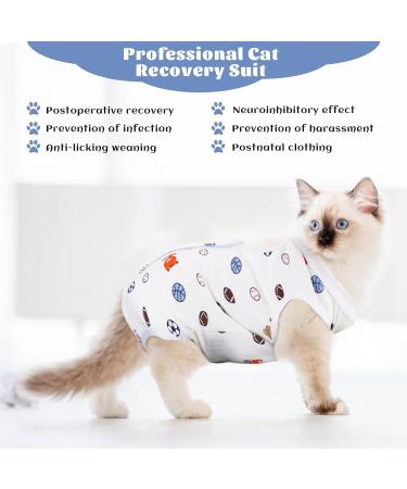 TIESOME Cat Surgical Recovery Suit Breathable Kitten After Surgery Wear Pet Shirt for Abdominal Wounds Home Outdoor Pets Clothing Football (Medium) - Buy Online on GoSupps.com