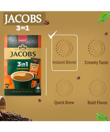 Jacobs 3-en-1 Caf instantan en sachets 6 paquets de 24 sticks 302 4 g Total 144 sticks ORIGINAL 24 STICKS / SACHETS 302.4G 24 unit (Lot de 6) - Buy Online on GoSupps.com