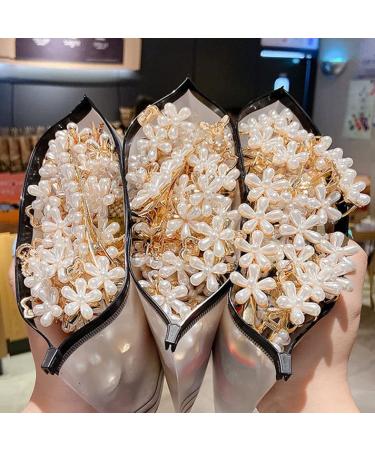 14 Pcs Mini Pearl Hair Claw Clips with Flower Design - Sweet Artificial Bangs Clips for Women & Girls - Buy Online on GoSupps.com