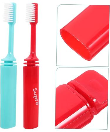 FRCOLOR 2-Pack Travel Toothbrush & Tooth Grinder - Kids' Collapsible Camping Toothbrush with Outdoor Hanging Hooks - Buy Online on GoSupps.com