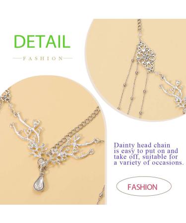 Jovono Boho Crystal Head Chain Silver Wedding Bridal Tassel Headpiece Rhinestone Headpiece Festival Costume Hair accessories for Women - Buy Online on GoSupps.com