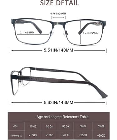 MODFANS 3 Pack Reading Glasses 1.0 for Men - Blue Light Filter Metal Frame Rectangle Style Stainless Steel - +1.00 Color124 - Buy Online on GoSupps.com
