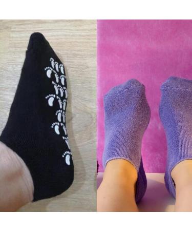 2 Pairs Moisturizing Gel Socks | Vitamin & Oil Infused Spa Foot Care | Black & Purple for Women - Buy Online on GoSupps.com