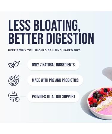 NAKED Gut - Daily Gut Health Supplement - Natural Gut Health Powder for Gut Cleanse Digestive Support GMO-Free Soy-Free Gluten-Free Vegan and Hypoallergenic 40 Servings 8.5 Ounce (Pack of 1) - Buy Online on GoSupps.com