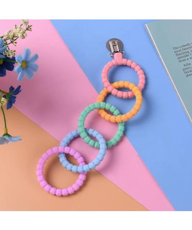 Vicloon Baby Teething Toy Set | Food Grade Silicone Teether Chew Toy for Babies 0-24 Months | Attachable Baby Teether Links in Pink Purple - Buy Online on GoSupps.com