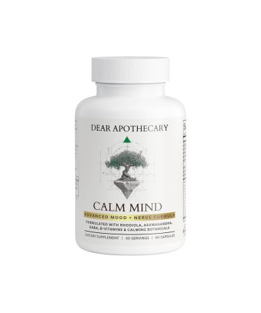 Dear Apothecary Calm Mind Stress Support Supplement with Ashwagandha GABA L-Theanine 5-HTP Rhodiola B-Vitamins Magnesium - 24 Ingredients - 60 Capsules