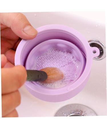 FRCOLOR Brush Scrubber Bowl Brush Holder Makeup Brush Cleaning Pad Powder Puff Cleaning Bowl Makeup Brush Washing Mat Makeup Sponge Cleaning Bowl Silica Gel Storage Box Make up Purple 10x8.5cm Purple - Buy Online on GoSupps.com