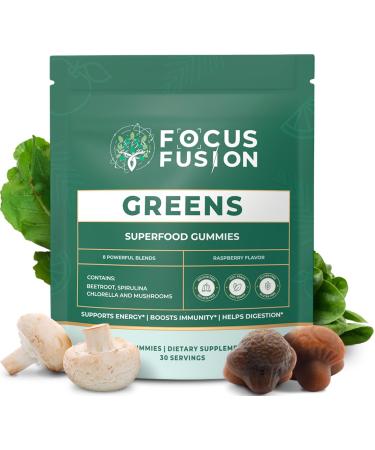 Focus Fusion Supergreen Superfood Gummies | Organic Greens & Beet Root Gummies with Plant-Based Blend | Daily Plant-Based Supplement with 74 Fruits & Vegetables | Chewable Gummies 1