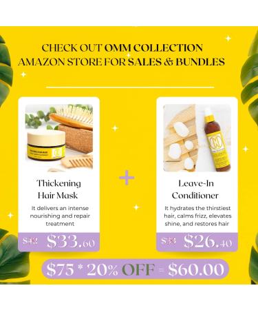 OMM Collection Natural Hair Thickening Mask - Prevent Hair Loss & Thinning, Hydrating Treatment for Dry, Damaged Hair - Boost Growth, Stimulate Follicles - Vegan - All Hair Types - Buy Online on GoSupps.com